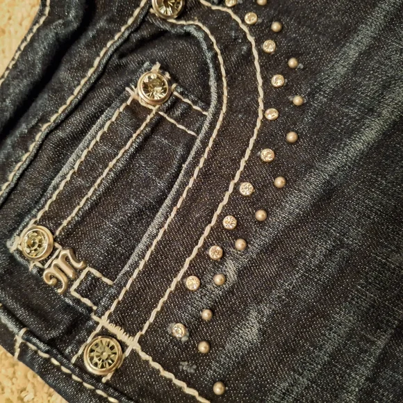 Miss Me Blue Skinny Jeans with Embellished Back - Picture 3 of 9